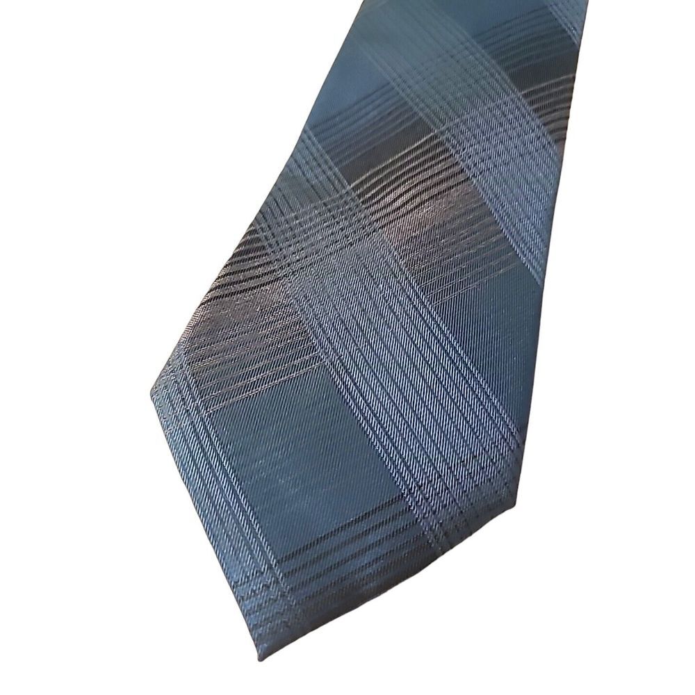 Calvin Klein Silk Blue Green Plaid‎ Men's Necktie Tie 60"X 3.5" NWT